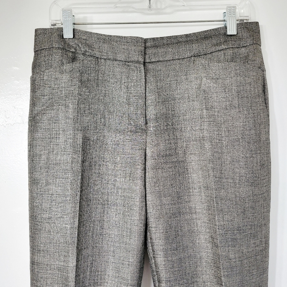 Elie Tahari Black & Silver Metallic Wool Blend Straight Leg Pant Size 6 - Picture 3 of 10